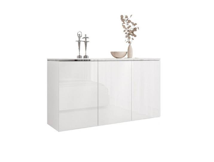 Lookway Kommode AURORA SILVER 3D mit Griffloses Öffnungssystem, 140x76/90/94,5x40 cm