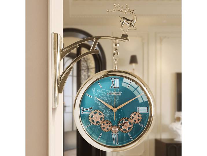 Horloges murales Double face salon montre murale créative moderne Simple chambre horloge silencieuse accessoires de décoration de maison de luxe