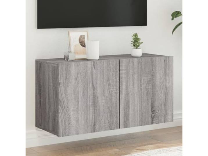 HEFZGDB TV-Wandschrank Grau Sonoma 80x30x41 cm mit reichlich Stauraum und langlebigem Holzwerkstoff für optimale Organisation und Wandmontage