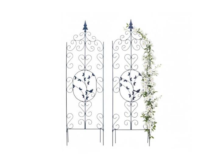 Relaxdays Treillis Plantes grimpantes\, Lot de 2\, 116 x 35 cm\, métal\, autoportant\, Noir\, pour Lierre/rosiers
