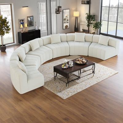 Chenille Curved Symmetrical Modular Sectional Sofa with Pillows