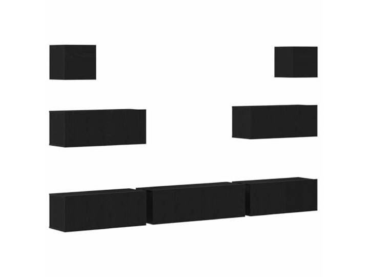 Favemtsl 7-tlg TV-Schrank Set Wandmontage Schwarz Eiche 100x30x30 cm Praktisches Stauraumkonzept für Wohnzimmer und Lounge, 7 geschlossene Fächer schaffen Ordnung an der Wandfläche.