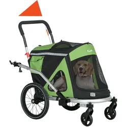 PawHut 2-in-1 Hundeanhänger Hundebuggy mit Reflektoren für Mittelgroße Hunde