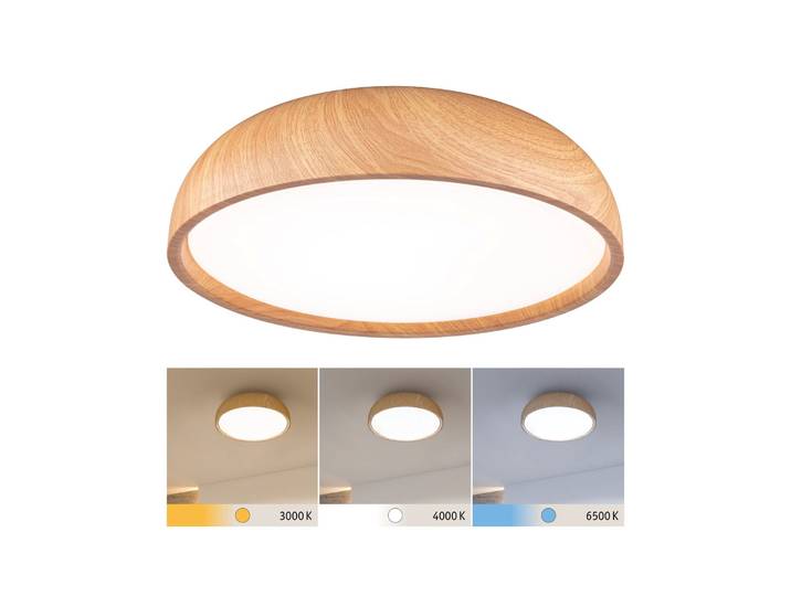 PAULMANN LED Deckenleuchte Selection Bathroom Oka IP44 24W 230V Kunststoff , braun (holzfarben), 1, Ø 36cm H: 10,5cm, Leuchten, WhiteSwitch, LED Deckenleuchte