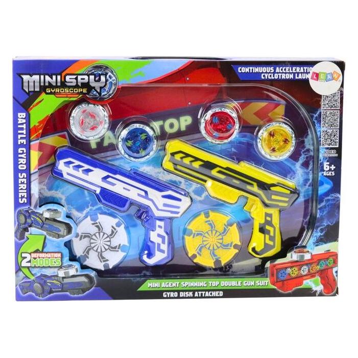 Lean Toys Leantoys Pistolenwerfer-Set mit 4 Metallscheiben, blau/gelbe Lichter (LEA20820-uniw)