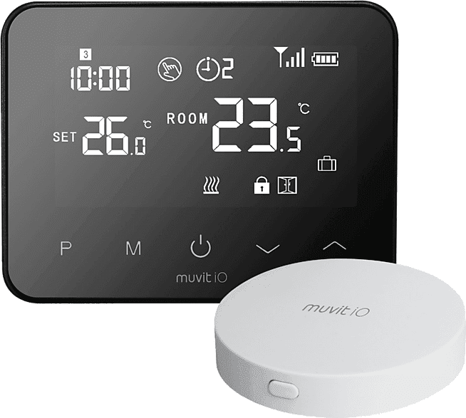 Termostato - Muvit IO Inteligente cableado y hub para internet, Home, Programable, Negro
