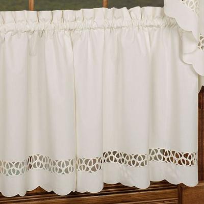 H.c. International, Inc. Hellina Tailored Tier Pair, 60 x 24, Ecru