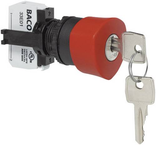 BACO L22GM01E Not-Aus-Schalter Frontring Kunststoff, Schwarz IP69K 1St.