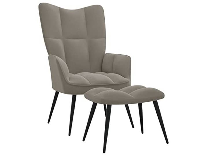 vidaXL Relaxsessel mit Hocker Hellgrau Samt