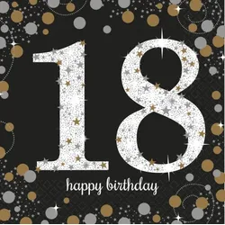 18. Geburtstag gold 16 Servietten