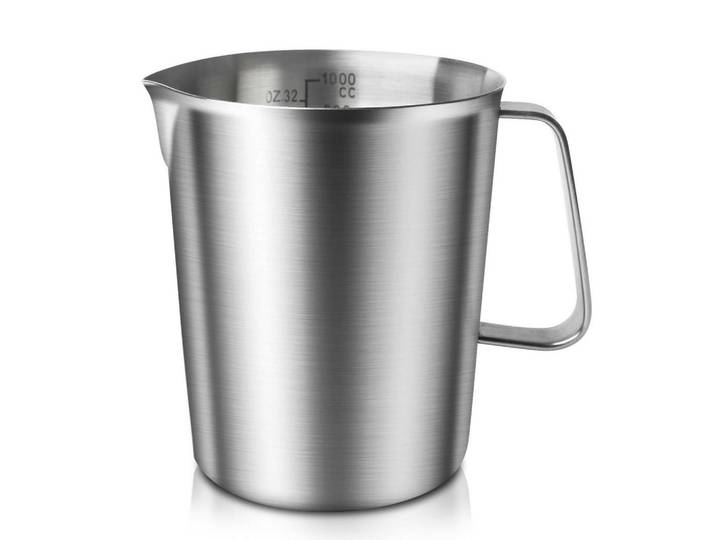 Messbecher Edelstahl 1 Liter mit feiner Skala, Silberfarben, Metall, Backen & Backzubehör, Messbecher