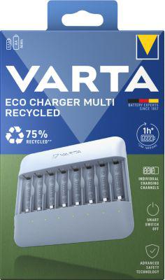 VARTA Batterie-Ladegerät Eco Charger Multi Recycled Box, für NiMH-Akkus, inkl. USB-Typ-C Ladekabel