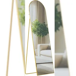 DELUKE Standspiegel MALAGA - Glas Gold glanz 50x3x160 cm | Ganzkörperspiegel Freistehender Spiegel Groß Schlafzimmer