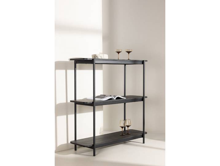 Ablageregal VENTURE HOME Heim, kompaktes Standregal mit Stahlrahmen, Höhe 120 cm , schwarz, B:120cm H:120cm T:40cm, MDF, Stahl, Regale, Ablageregal, Ablageregal, MDF, Stahlrahmen, FSC-zertifiziert