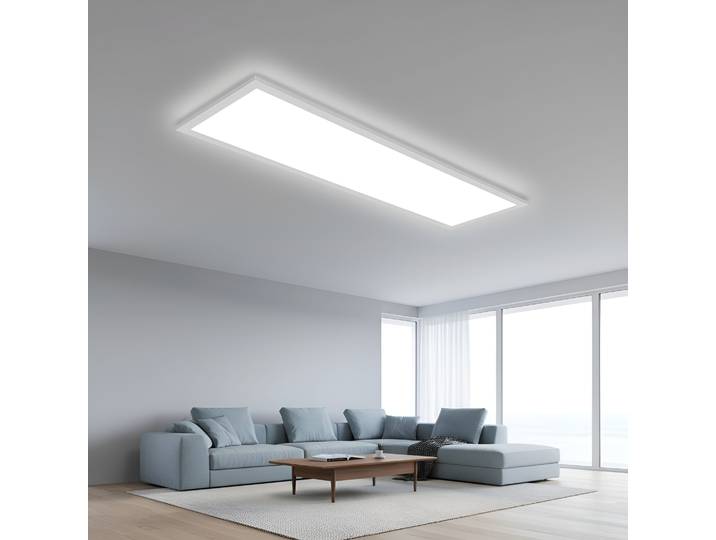 Panneau LED 120x30 cm 40W 4400LM, plafonnier dimmable avec télécommande, 3000K-6500K, fonction mémoire, bureau, cuisine, couloir