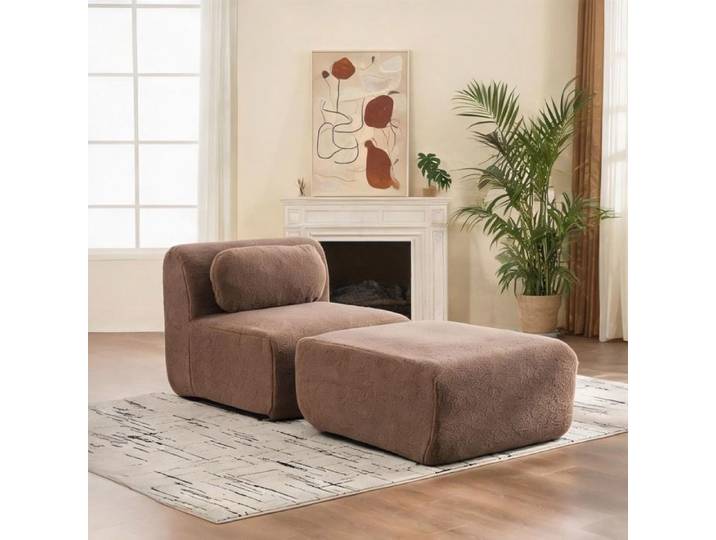 Canapé sans accoudoirs en chenille structure souple sans cadre 177 cm installation sans outil