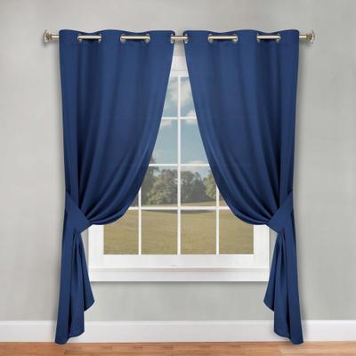 Superior Solid Room Darkening Curtains Set of 2 with Grommets & Tie Backs – Light Filtering Window Panels