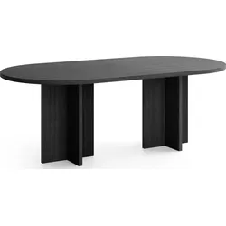 ESSTISCH Aster oval, Esche Schwarz 204/90/75 cm