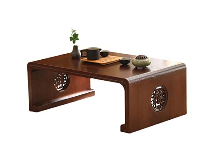 Moderner niedriger Couchtisch aus Holz mit robuster Konstruktion und Glatten Kanten for den Einsatz im Wohnzimmer, Balkon, Büro(50x90cm)
