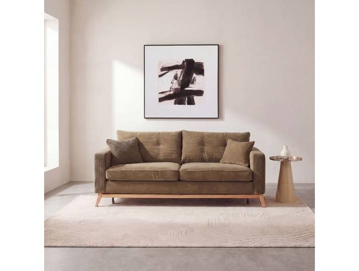 Dreisitzer-Sofa im skandinavischen Stil in Khakigrün