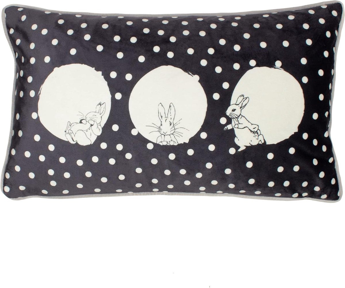 Decoratiekussen met Peter Rabbit illustraties, vierkant, houtskool
