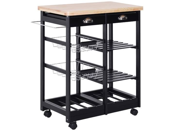 Chariot de cuisine Homcom, chariot auxiliaire multifonctionnel, étagère avec roues en bois