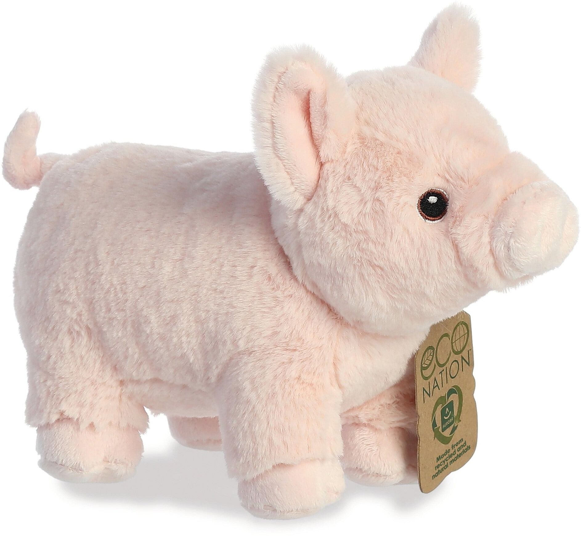 Aurora Eco Nation 9.5" Plush Pig for Kids, Made from Recycled Plastics and Natural Materials, Eco-Friendly Toy