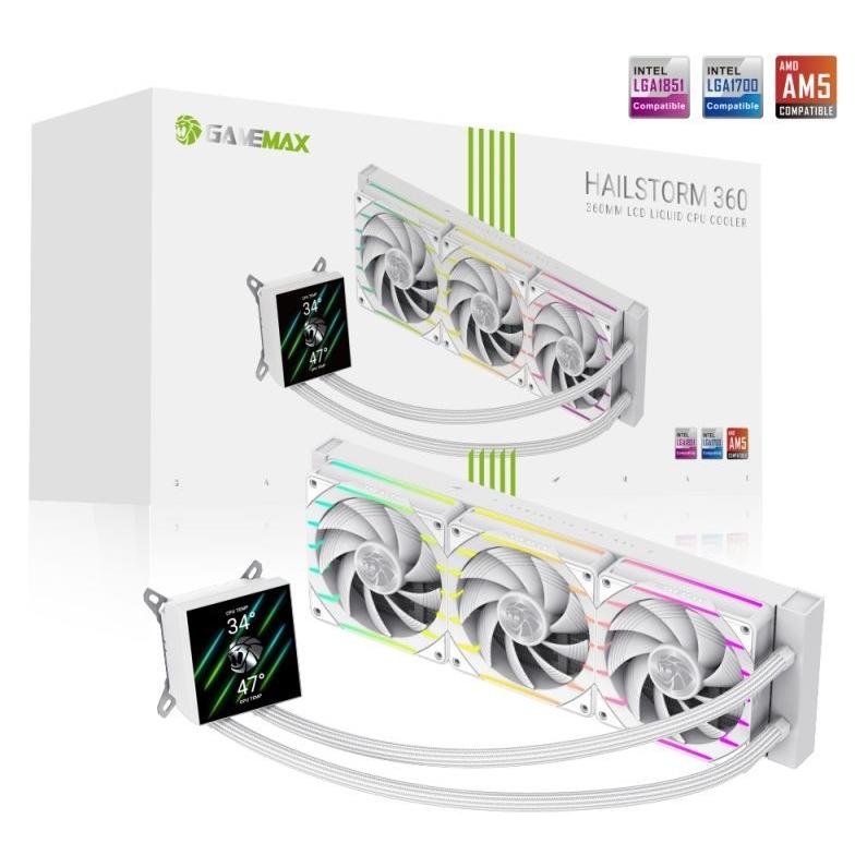 GameMax Kit Watercooling AIO Hailstorm 360mm (Blanc) (HAILSTORM 360 LCD WH)