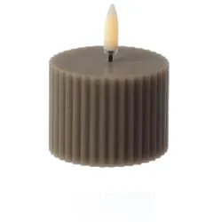 LED Mini Kerze Thea Uyuni mit Rillen Timer bis 400Std. D: 5,8cm sand