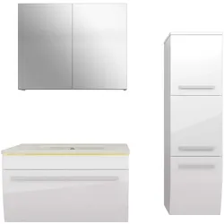 Badmöbel Set Gently 3 V2-R Weiß Badezimmermöbel Badspiegel Waschtisch 70 cm ohne LED-Beleuchtung