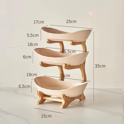 Inspired Finds 2 3 Tier Snack Serving Tray Fruit Plate Modern Candy Dish Dessert Stand For Home beige3tiers