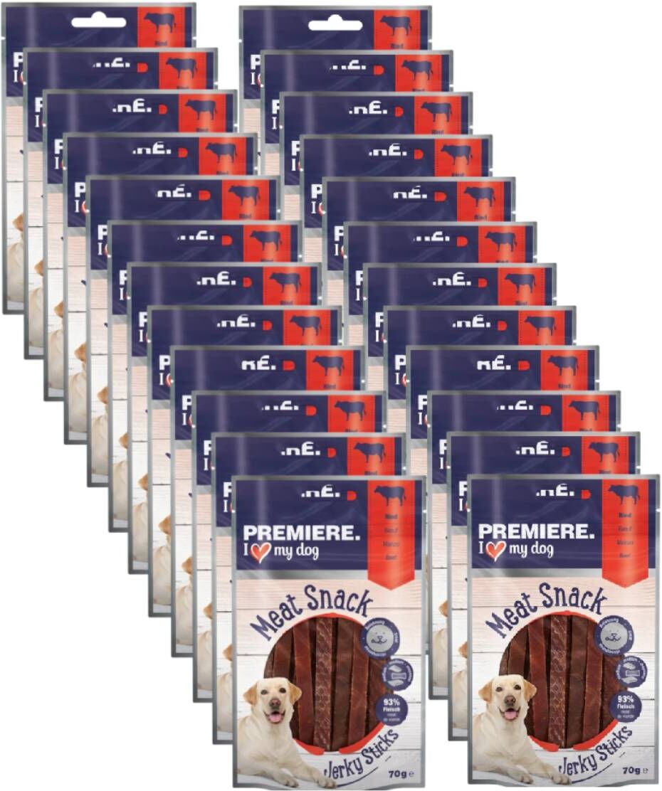 Kit Risparmio 24x70G Premiere Snack Dog Meat Jerkys MANZO