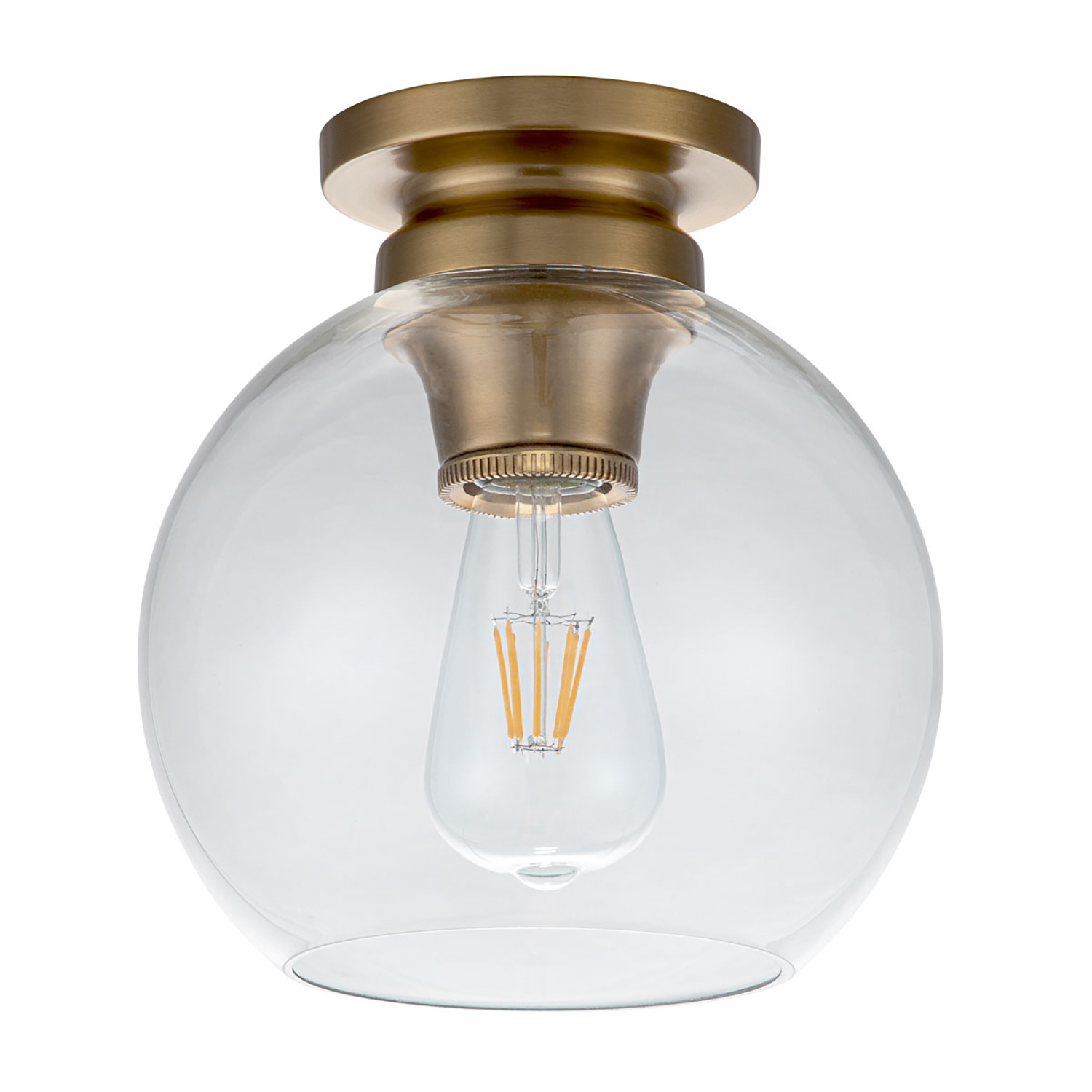 Elstead Lighting Moderne plafondlamp Tabby, geborsteld messing en glas, 1 lichtpunt, E27