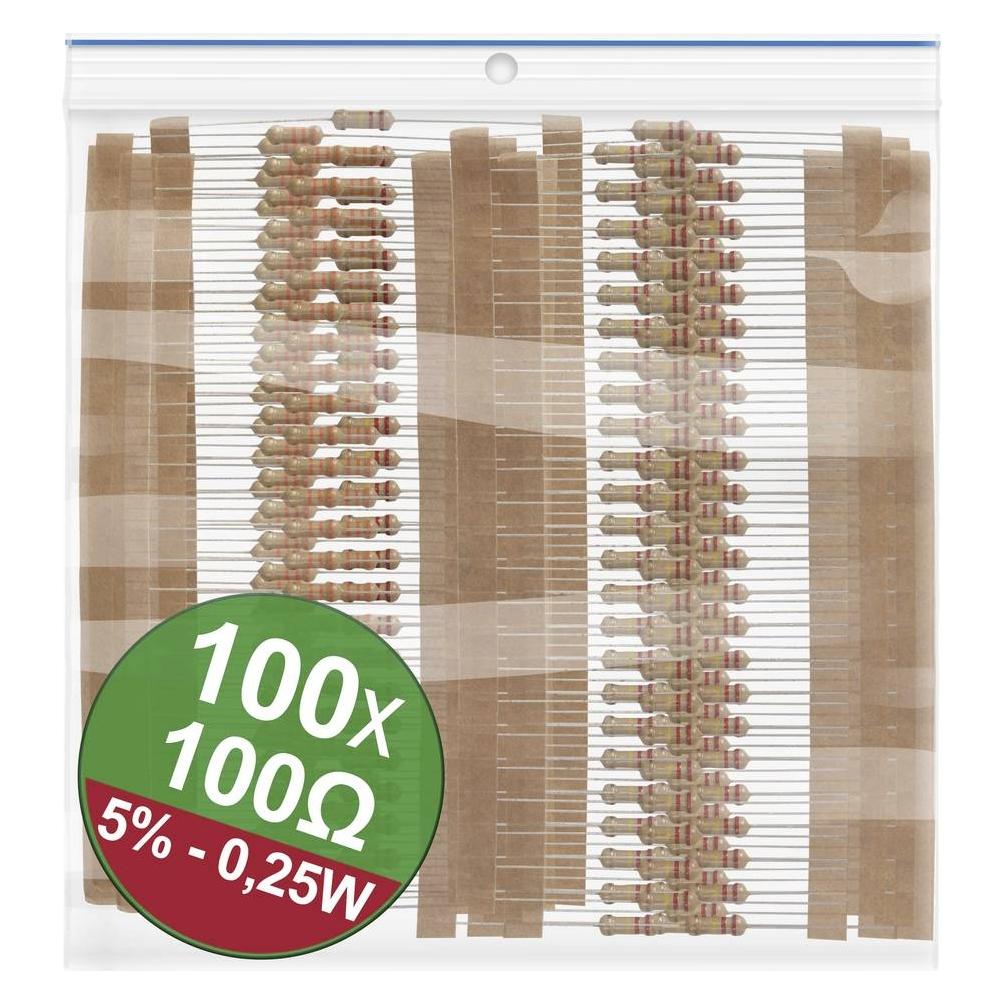 Quadrios 22P064 Kohleschicht-Widerstand Sortiment 100 Ω axial bedrahtet 0.25 W (22P064)