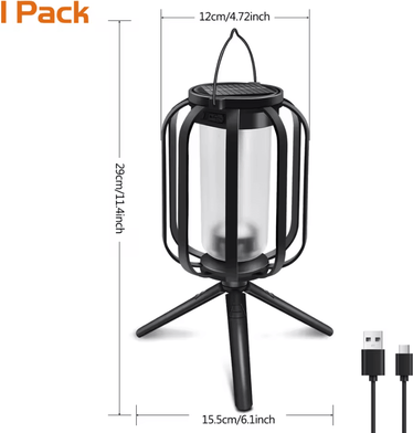 Inspire Curations Dual Charge Solar Flame Lantern IP65 Outdoor Hanging Garden Light 1pcs