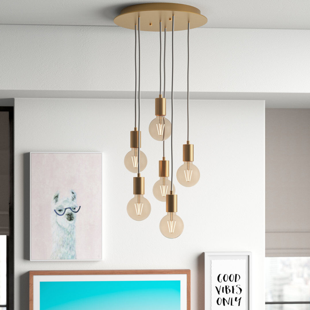 Hashtag Home Drishya 6 - Light Cluster Pendant Gold 34cm W X 34cm D