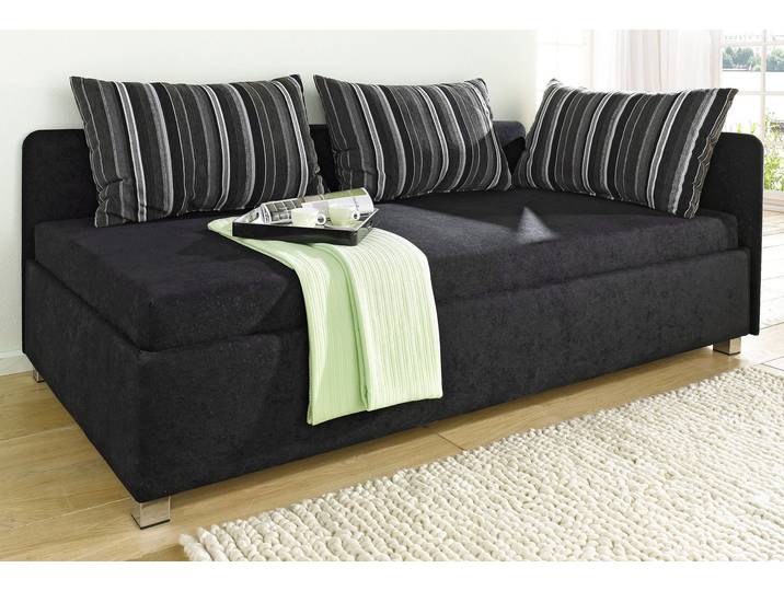 Polsterliege MAINTAL, schwarz, B:96cm L:206cm, 100% Polyester, Komplettbetten, inkl. Bettkasten, Liege mit Umbau