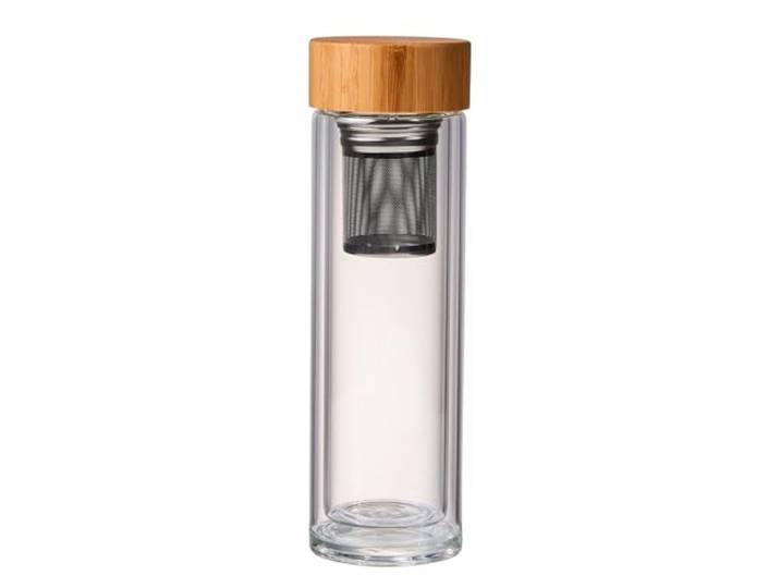 BUTLERS Teeflasche 450 ml Borosilikatglas - TEA TENDER - mit Teesieb