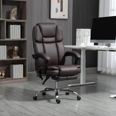 Vinsetto Massage Office Chair with 6 Vibration Points, Heated Reclining PU Leather Computer Chair with Adjustable Height, Black
