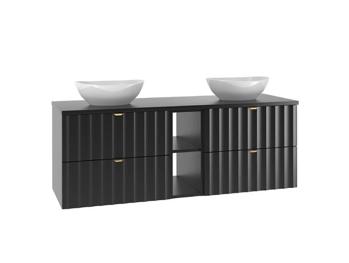 Meuble double vasque 140cm 2 niches Lexa Noir