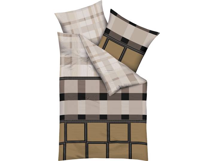 Bettwäsche KAEPPEL Penthouse , gelb (ocker), B/L: 135cm x 200cm, 1 Stk., 1 Stk., Mako-Satin, B/L: 80cm x 80cm, 2 Stk., Mako-Satin, Obermaterial: 100% Baumwolle, Bettwäsche, Bettwäsche