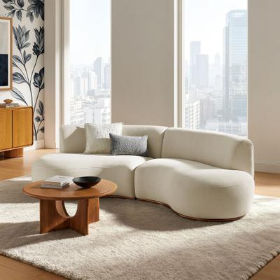 Modway Rialta 2 Piece Curved Slub Weave Fabric Sectional Sofa