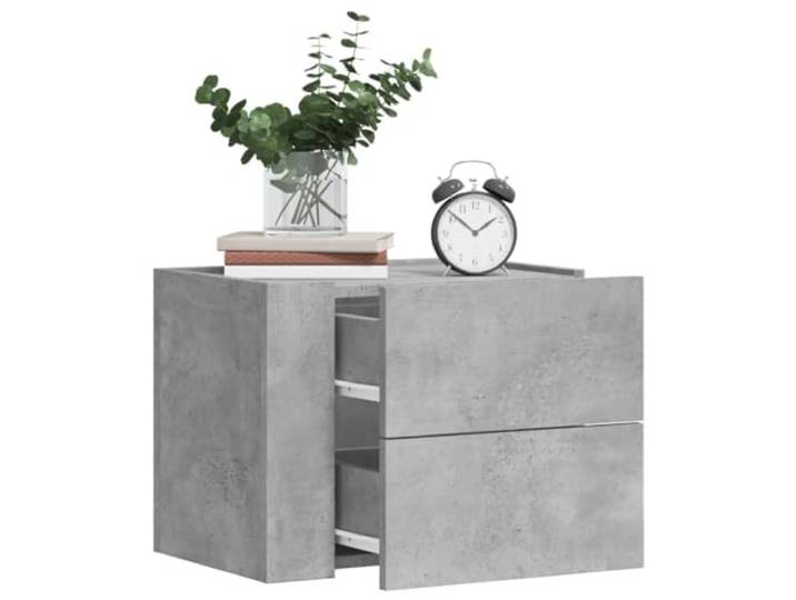 HEFZGDB Wand-Nachttische 2 STK. Betongrau 45x30x35 cm mit Schubladen Stauraum, Stabile Wandmontage Nachttisch für Schlafzimmer Wohnzimmer, Feuchtigkeitsbeständige Oberfläche,