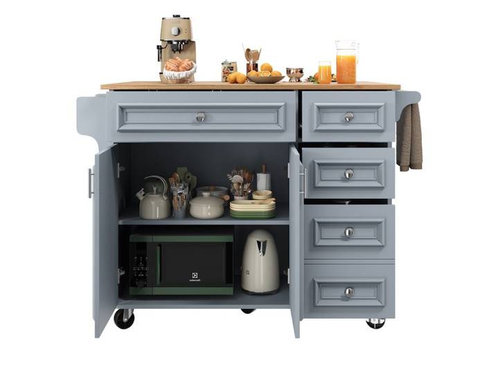 Îlot de cuisine – Servierwagen – MDF – Baby Blue – 110 x 75 x 92 cm