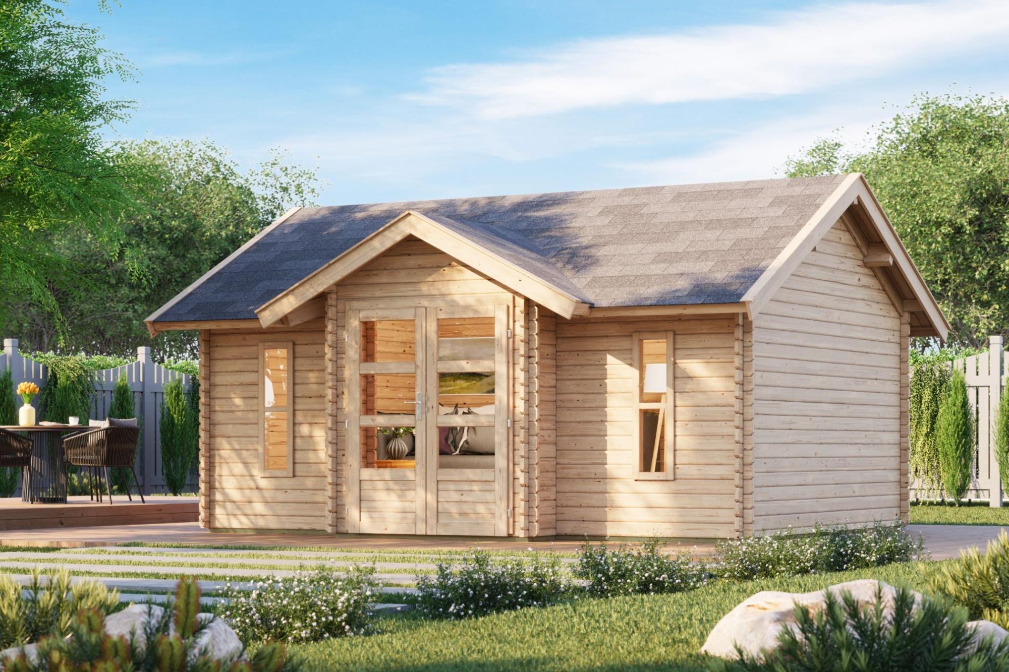 Gartenhaus 38mm Wände Blockbohlenhaus Gerätehaus NORDLAND naturbelassen 507x401x293 cm