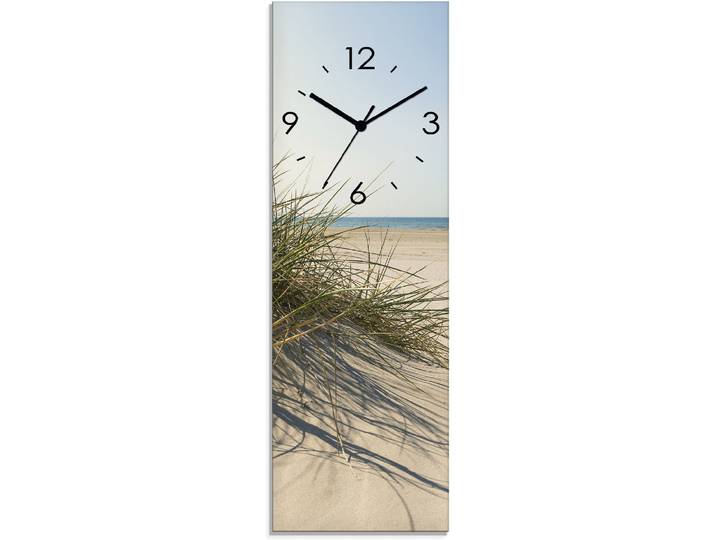 Wanduhr ARTLAND Strandgras , beige (natur), B:20cm H:60cm T:1,8cm, Wanduhren, Wanduhr, wahlweise mit Quarz- oder Funkuhrwerk, lautlos ohne Tickgeräusche
