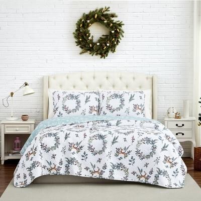 Southshore Fine Linens Happy Holidays Oversized Reversable Quilt Set