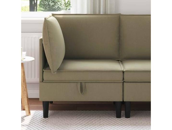 pokgdf Ecksofa mit Stauraum Khaki Samt Moderner Stil, Hochdichter Schaum, Versteckte Fächer, Pflegeleicht