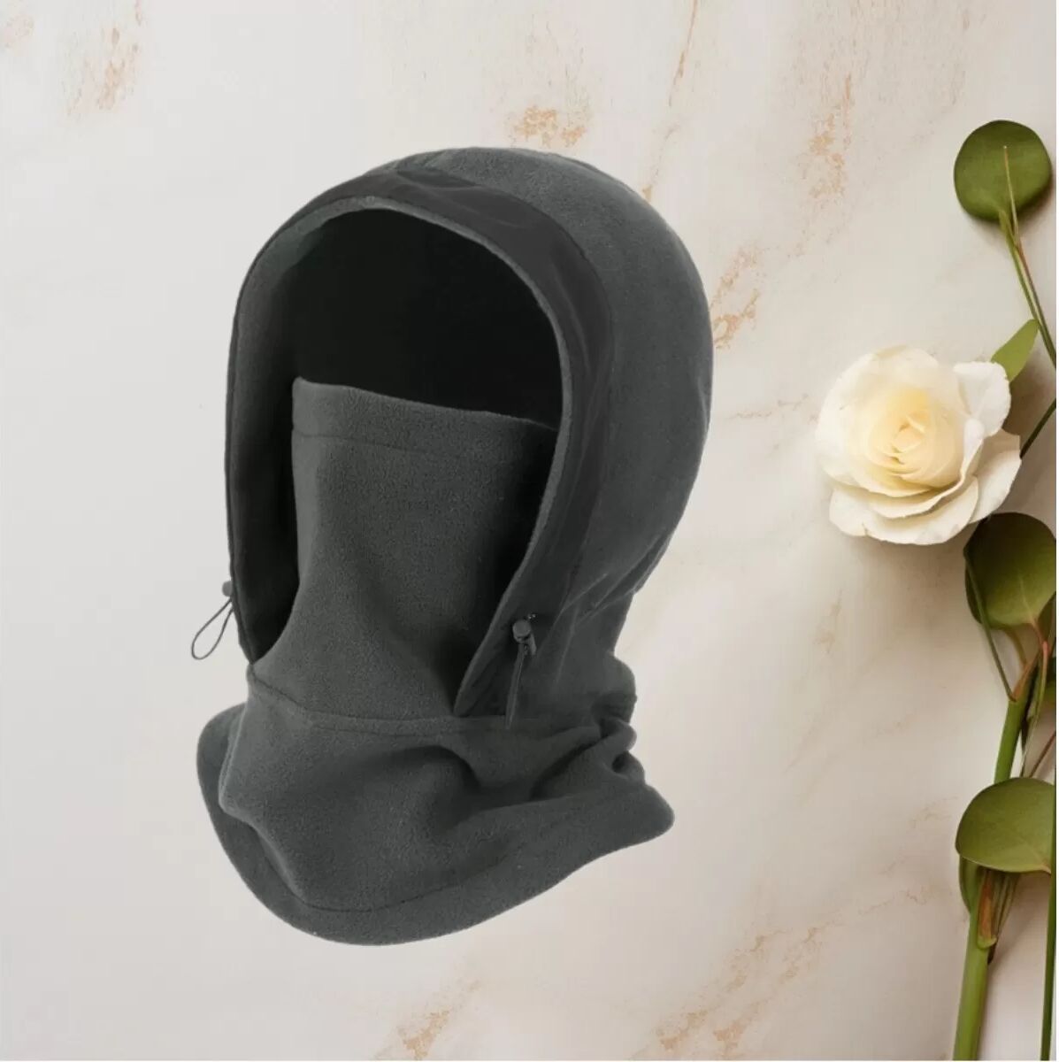 INF Zweifarbige Fleece Outdoor Fahrrad Gesichtsmaske - Winddichte & Warme Sturmhaube Grau