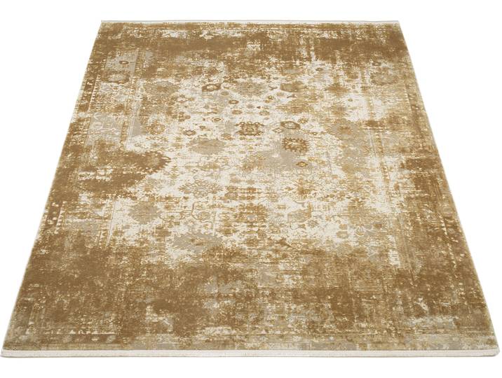 Teppich WK WOHNEN GLAMOUR , gold (goldfarben), B:140cm H:8mm L:200cm, Polyacryl, Viskose, Teppiche, Teppich, hochwertiger Viskoseanteil, samtweiche Oberfläche mit 3 D Effekt